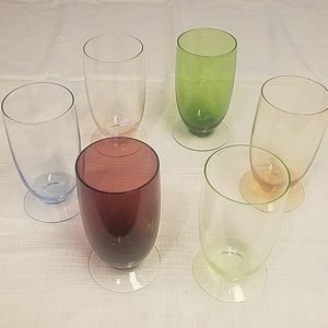 Set of 6 vintage multi colors drinking glasses
